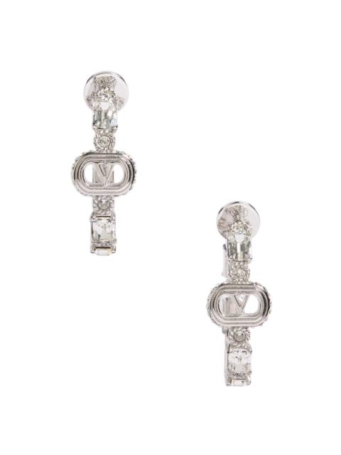 Valentino Women's Oval Metal Earrings with Swarovski Crystals - Rhodium Crystal