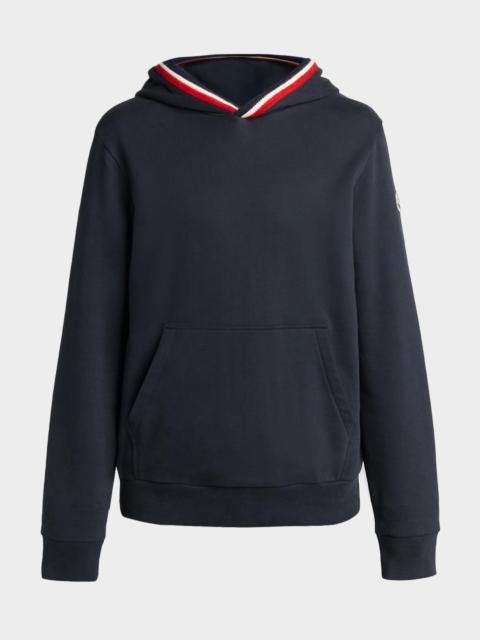 Moncler Men's Tricolor-Trim Cotton Hoodie