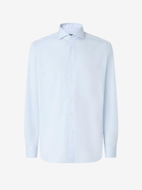 CORNELIANI Light blue cotton twill shirt with wrinkle-free treatment
