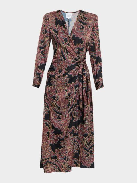 MISA Studded Flora Eliza Wrap Midi Dress