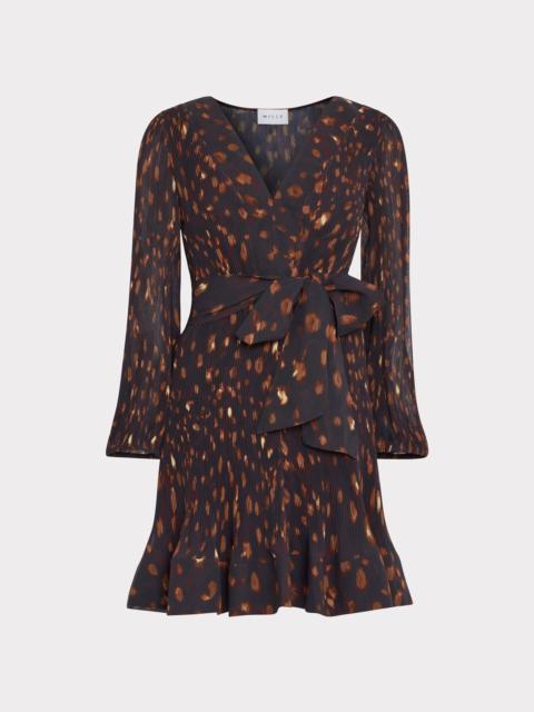MILLY Liv Leopard Pleated Dress