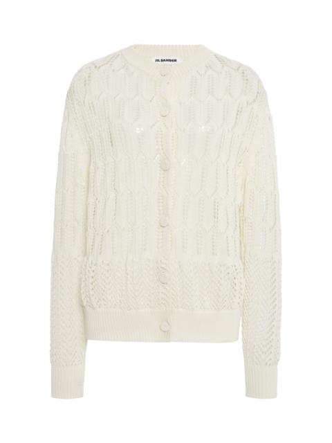 Jil Sander Cotton Crochet Cardigan ivory