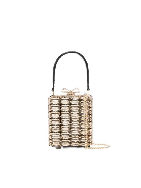 self-portrait crystal-embellished top-handle mini bag