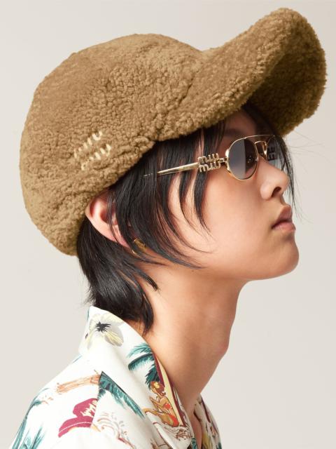 Miu Miu Faux shearling baseball cap