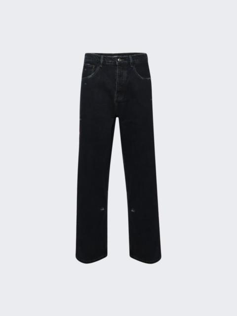 NAHMIAS Destroyed Denim Track Pant Dark Wash Indigo