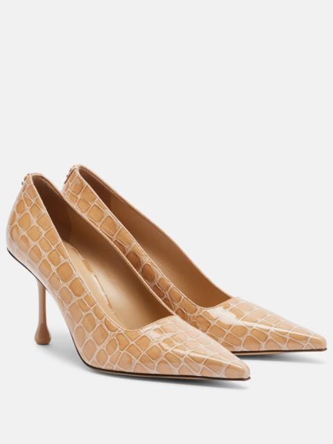 JIMMY CHOO Ixia croc-effect patent leather pumps