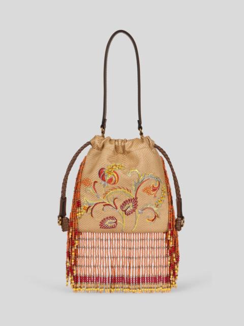 Etro SMALL RAFFIA KALISPERA BAG WITH EMBROIDERY AND FRINGING