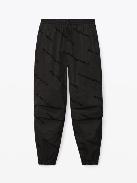 Alexander Wang FLOCKED LOGO TRACK PANT IN TAFFETA