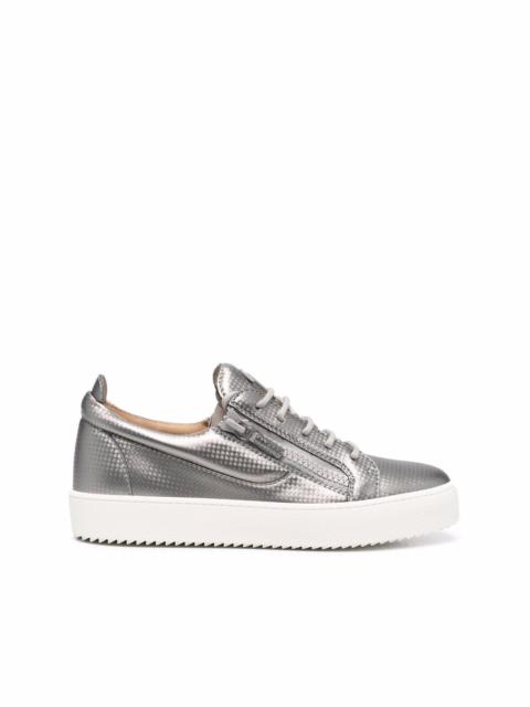 metallic-effect low-top trainers