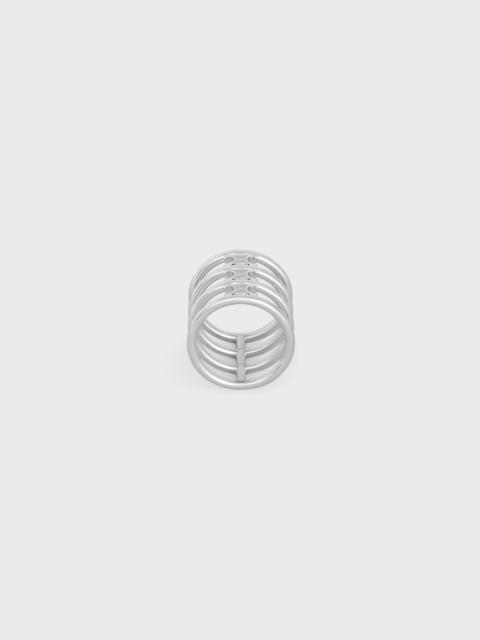 CELINE Triomphe Cage Ring in Brass with Rhodium Finish