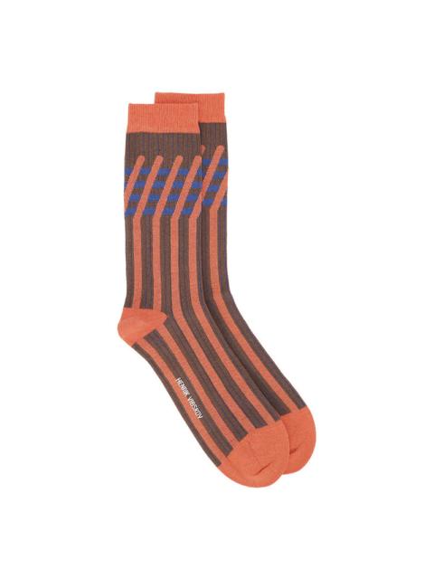 HENRIK VIBSKOV STRIPES SOCKS HOMME - STRIPES ORANGE