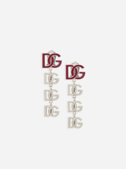 Long earrings with two-tone DG multi-logo