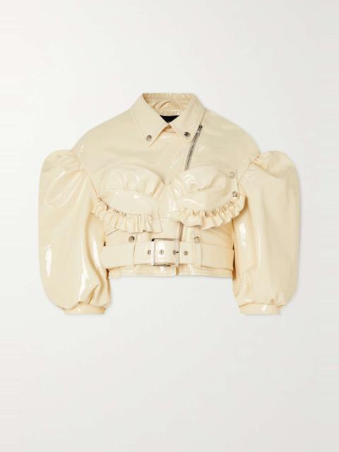 Simone Rocha Ruffled patent-leather biker jacket