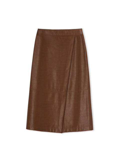MSGM Faux leather midi skirt with wrap design and front slit