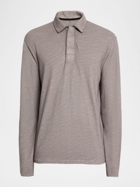 rag & bone Men's Washed Classic Flame Long-Sleeve Rugby Polo Shirt