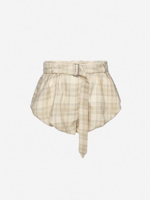 MAGDA BUTRYM Checkered flared cotton shorts in cream