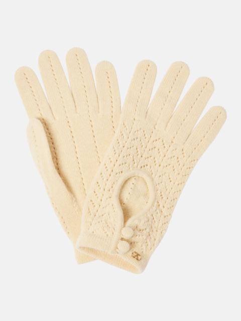 Valentino Pointelle virgin wool gloves