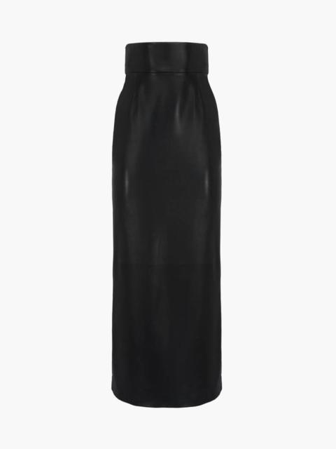Women's Leather Bustier Skirt in Black