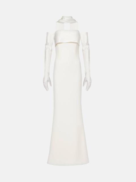 Safiyaa Roshana sash crêpe gown with gloves