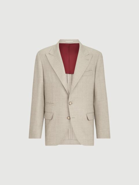 Brunello Cucinelli Mouliné virgin wool twill deconstructed blazer with large peak lapels