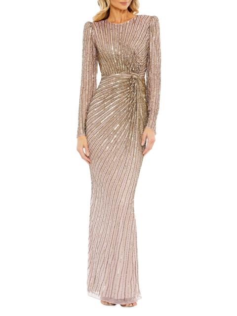 MAC DUGGAL Women's Embellished Knotted Column Gown - Mocha