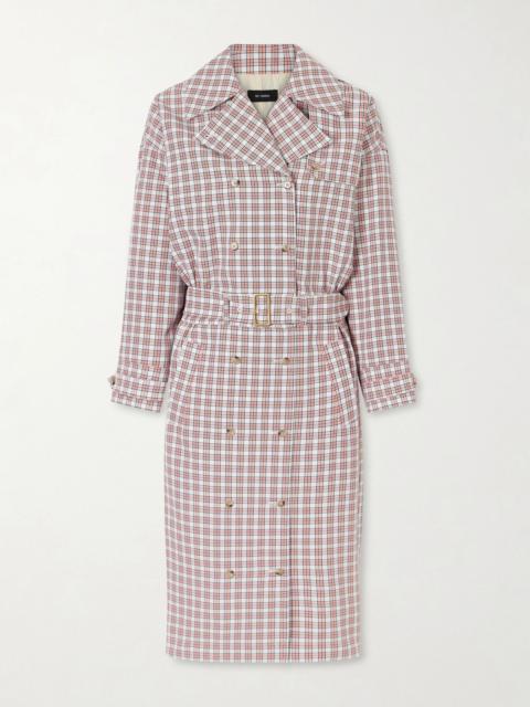 WILLY CHAVARRIA Checked belted cotton trench coat Red