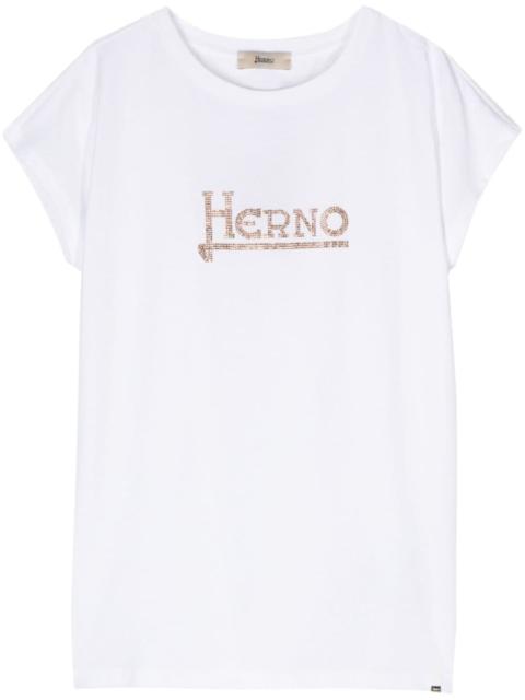Herno crystal-logo-embellishment T-shirt