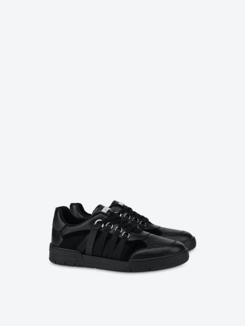Moschino MESH, CALFSKIN AND SPLIT LEATHER STREETBALL SNEAKERS