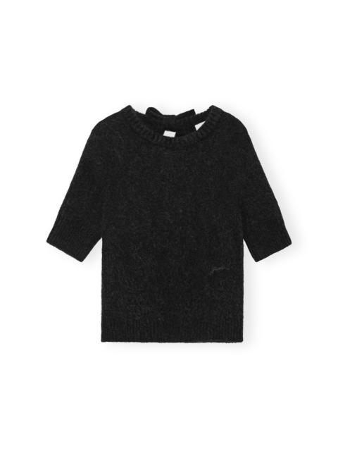 BLACK BRUSHED ALPACA OPEN BACK TOP