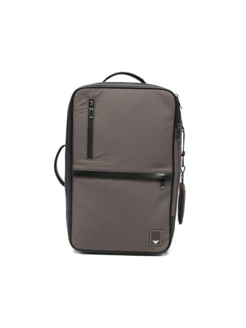 EMPORIO ARMANI zip logo-patch backpack