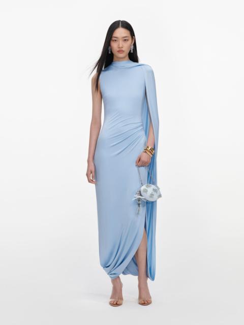 self-portrait Blue Jersey Draped Maxi Dress