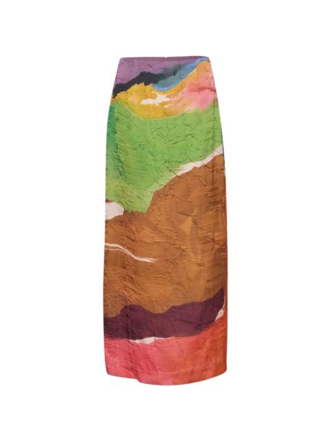 ULLA JOHNSON Inez crinkled-satin skirt
