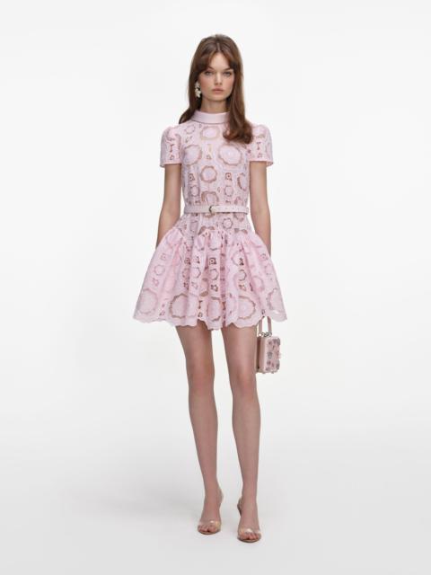 self-portrait Pink Floral Lace Mini Dress
