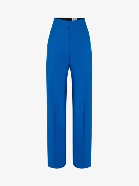 Alexander McQueen Women's High-waisted Wide Leg Trousers in Galactic Blue