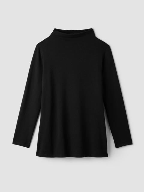 EILEEN FISHER Cozy Brushed Terry Hug Funnel Neck Long Top