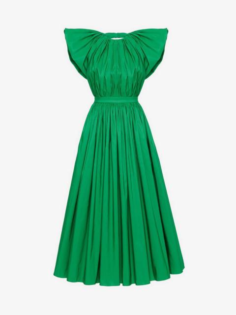 Alexander McQueen Women's Pleated Open Back Dress in Bright Green