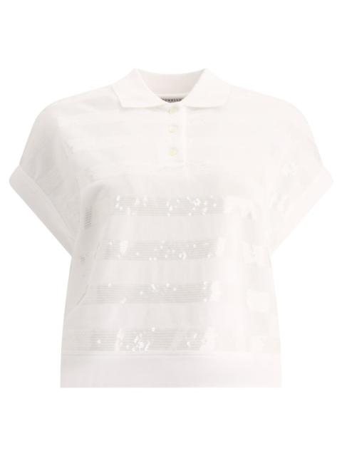Cotton Piqué Polo Shirt With Dazzling Stripes Polo Shirts White