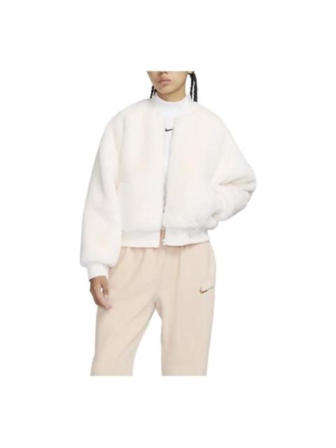 (WMNS) Nike sportswea Reversible Faux Fur Bomber Jacket 'Sail Sand' FB8693-133