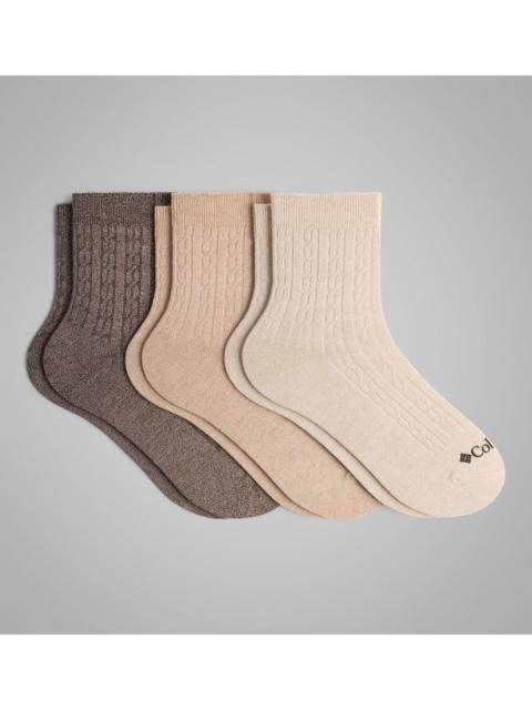 Columbia Women's Cable Knit Anklet Socks - 3 Pack