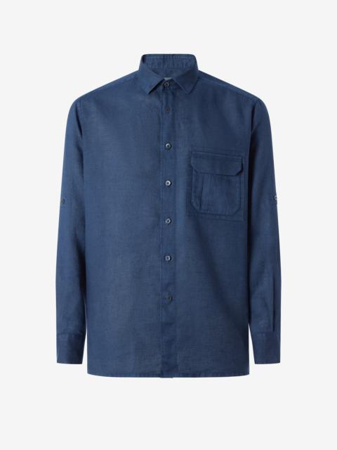CORNELIANI Navy blue pure linen shirt