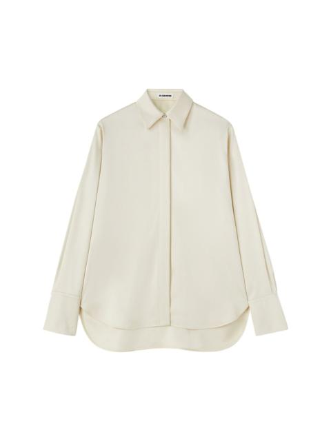 pointed-collar satin shirt