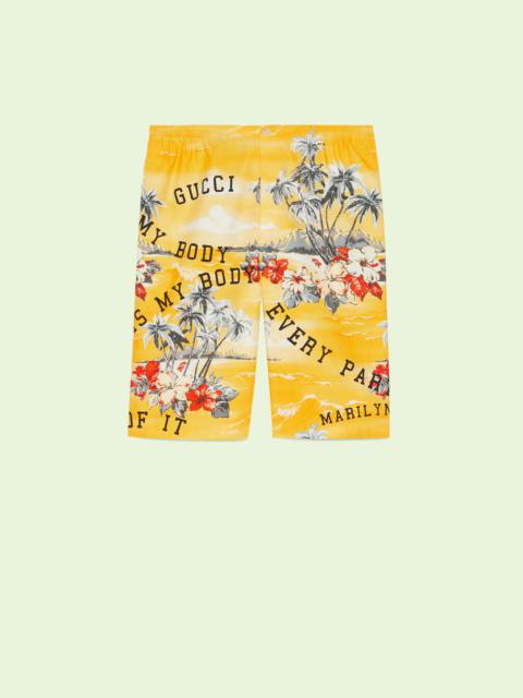 Cotton poplin shorts with print
