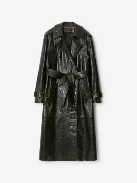 Burberry Long Embossed Leather Trench Coat