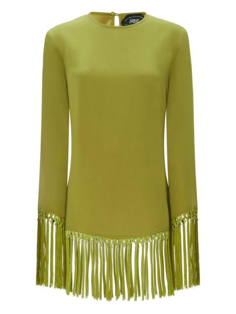 Taller Marmo fringe-trimmed long-sleeve dress