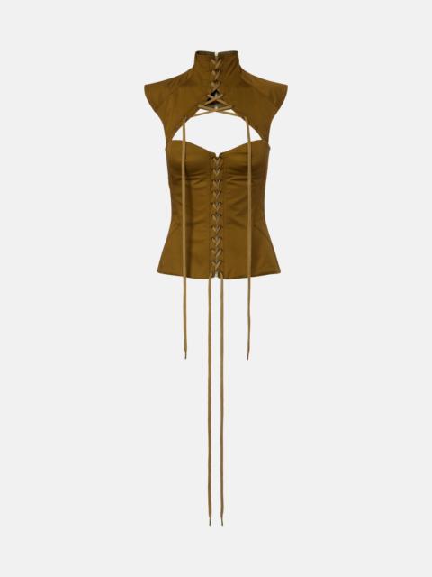 Alexander McQueen Cutout lace-up cotton corset top