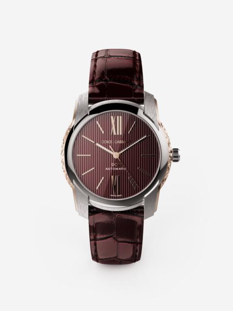 DG7 watch in steel with engraved side decoration in gold