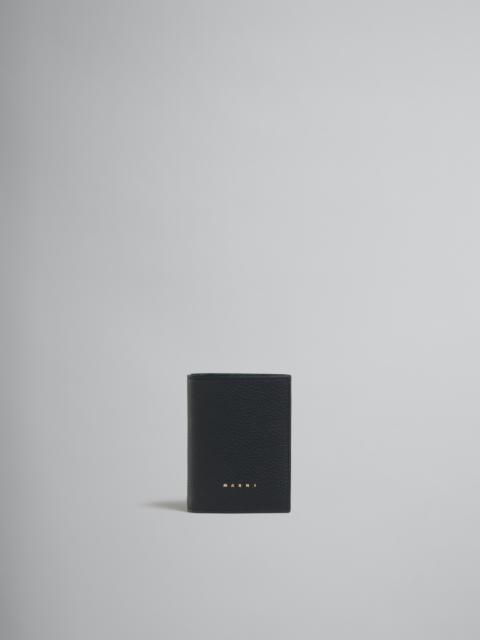 Marni BLACK LEATHER BIFOLD WALLET WITH MARBLED INTERIOR