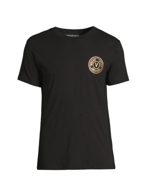 VERSACE JEANS COUTURE Men's Logo Cotton T-Shirt - Black Gold