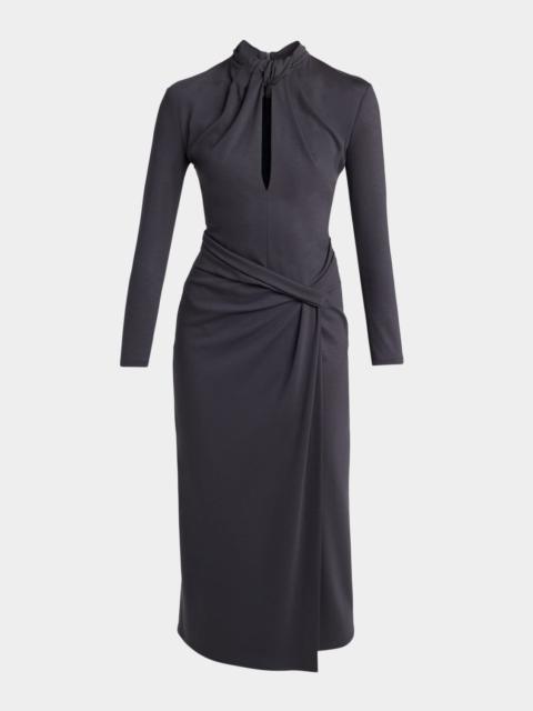 GIORGIO ARMANI Keyhole-Cutout Twisted Midi Dress