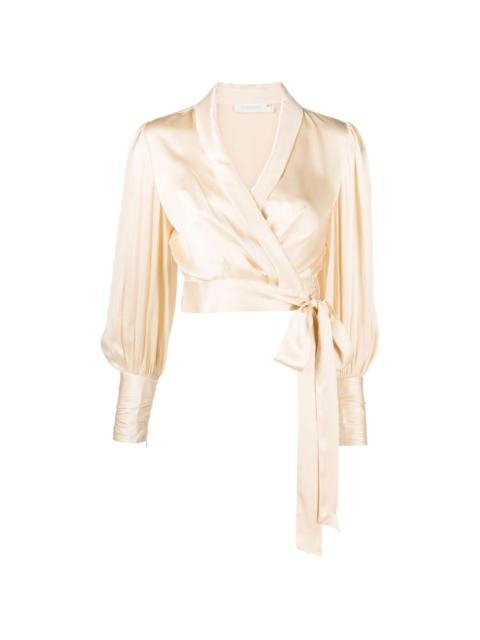 satin silk wrap blouse